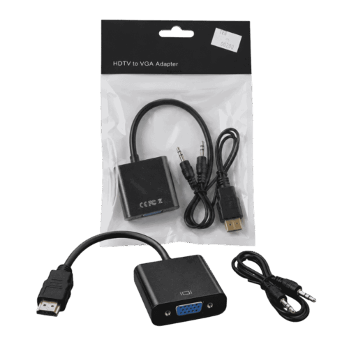 Adaptador HDMI Macho a VGA Hembra con Audio y Alimentación USB