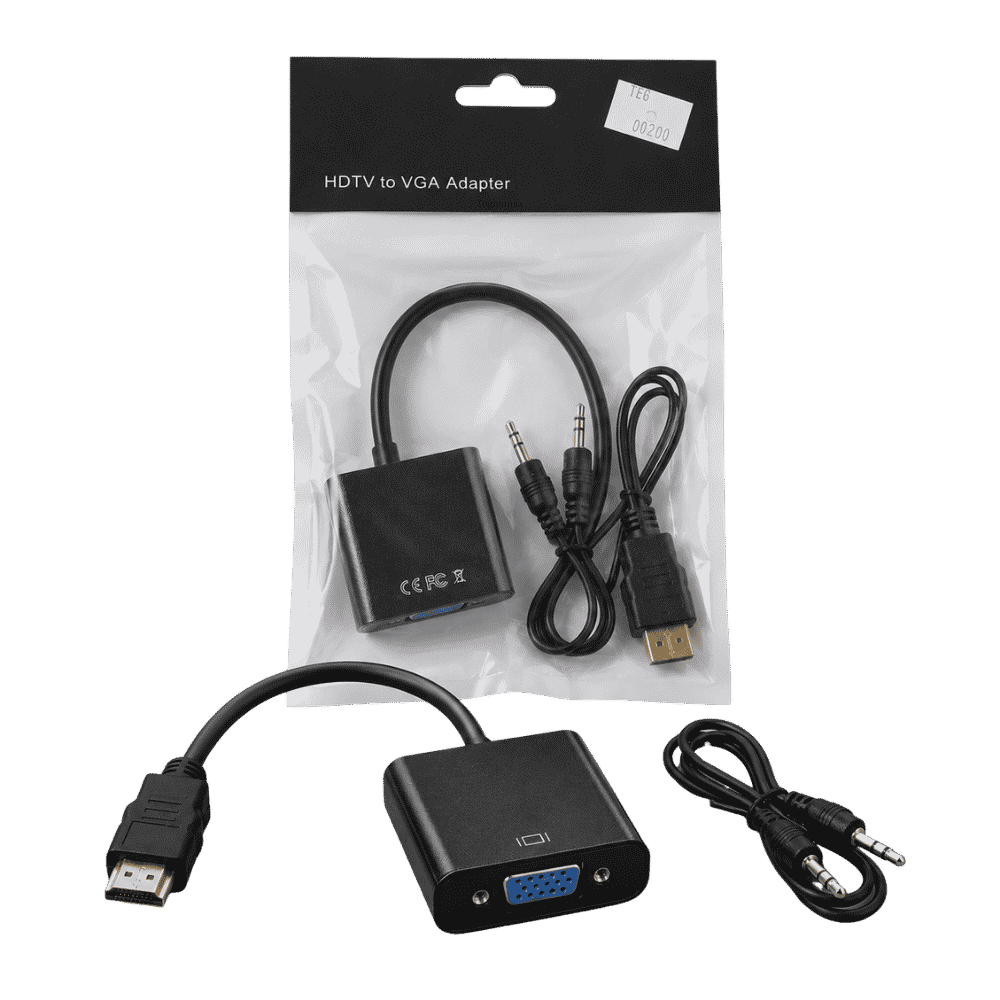 Adaptador HDMI macho a VGA hembra con audio y USB