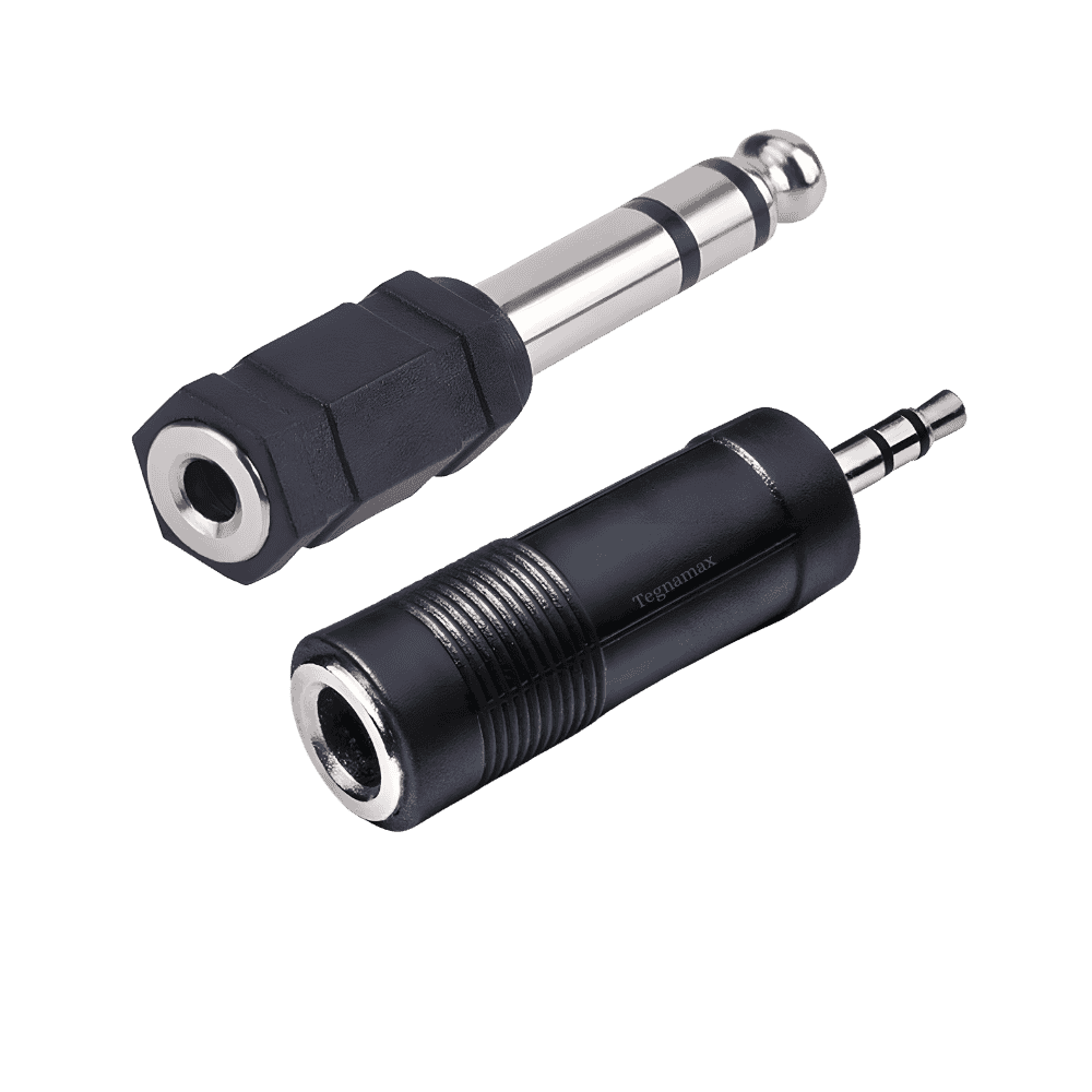adaptador de audio jack 6.5mm macho a 3.5mm hembra cuerpo plastico y metal