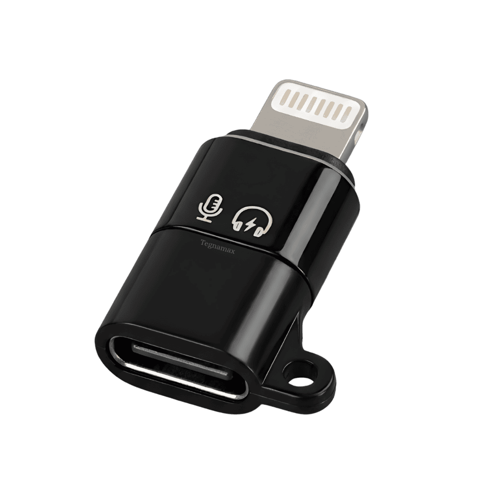 Adaptador lightning hembra a usb tipo c macho color metalico