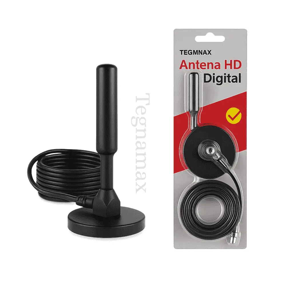 antena tv digital hd 3003 interior con base magnética y cable 5 m