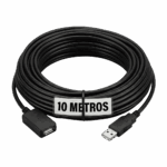 Cable extensión usb 10 metros enrollado mostrando el filtro activo