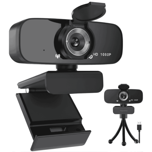 Cámara Web 1080p con soporte — micrófono integrado y cubierta de privacidad