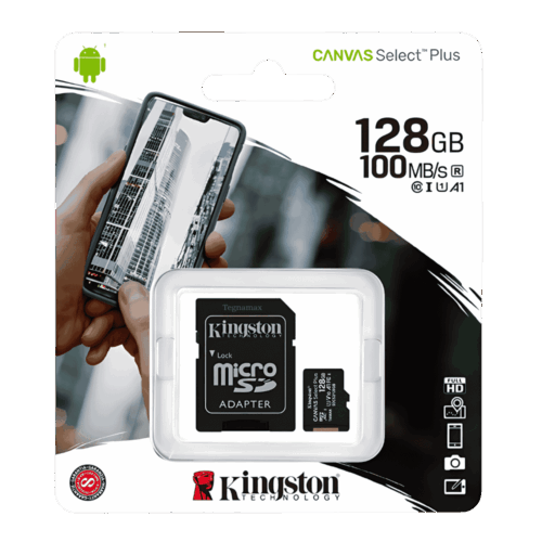 Memoria Micro SD Kingston 128GB Clase 10 – 100MB/s con Adaptador (Canvas Select Plus)