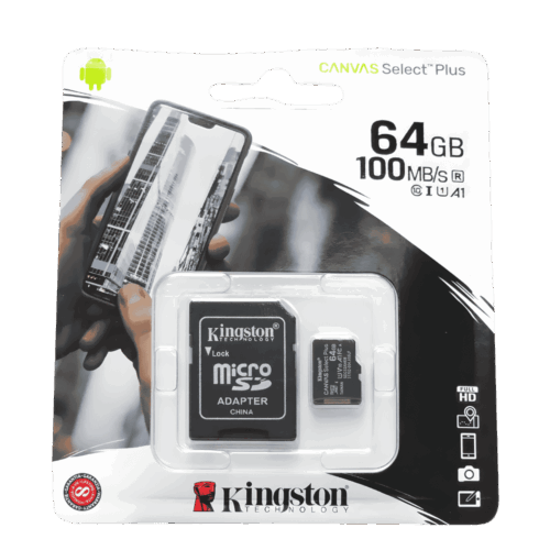 Memoria Micro SD Kingston 64GB Clase 10 – 100MB/s con Adaptador (Canvas Select Plus)