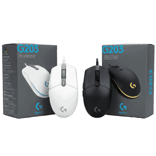 Mouse Gamer Logitech G203 Lightsync RGB 8000 DPI Blanco y Negro