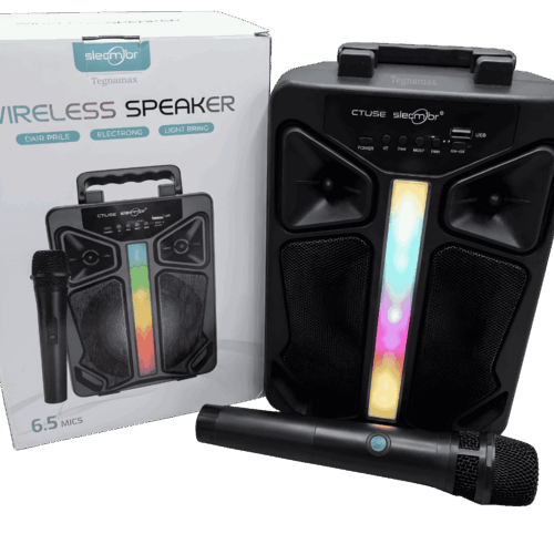 Parlante Bluetooth Karaoke GTS-2066 – 6.5 Pulgadas con Micrófono Inalámbrico y Luces LED