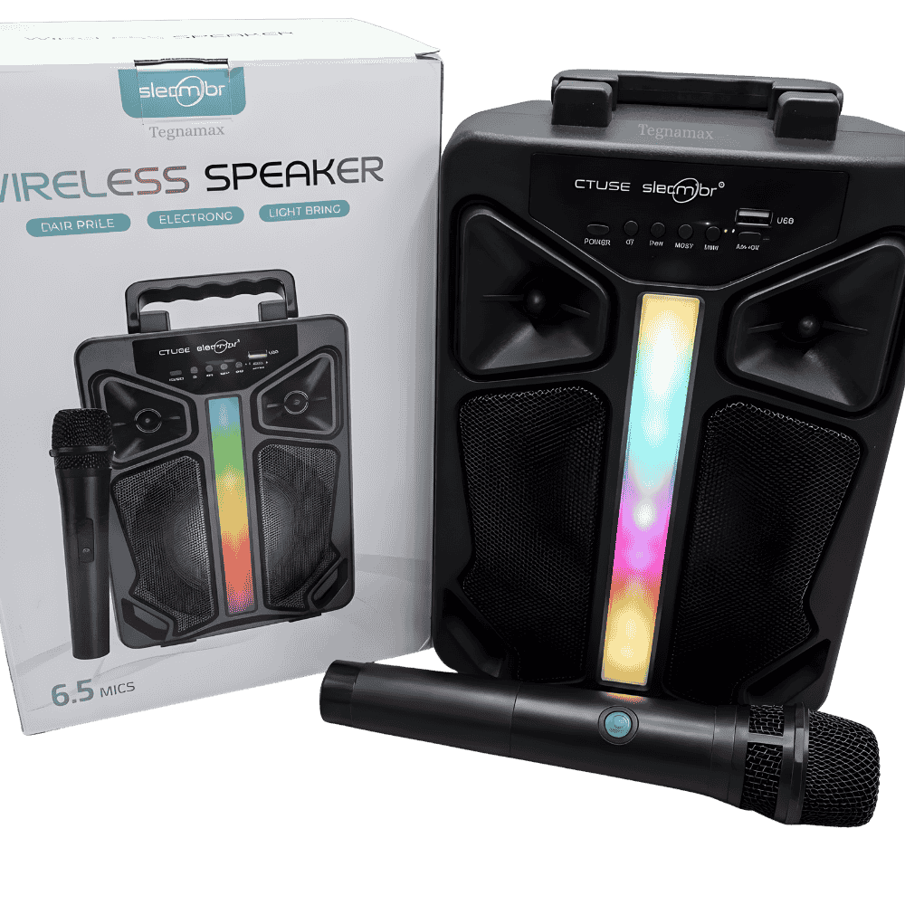 parlante bluetooth gts-2066 de 6.5 pulgadas con microfono inalambrico incluido para karaoke