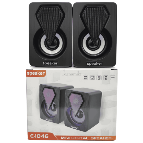 Parlantes gamer RGB E-1046 2.0 — USB + Jack 3.5 mm (3W x2 RMS)