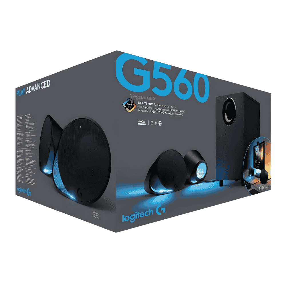 parlantes gaming logitech g560 sistema 2.1 con iluminacion rgb reactiva