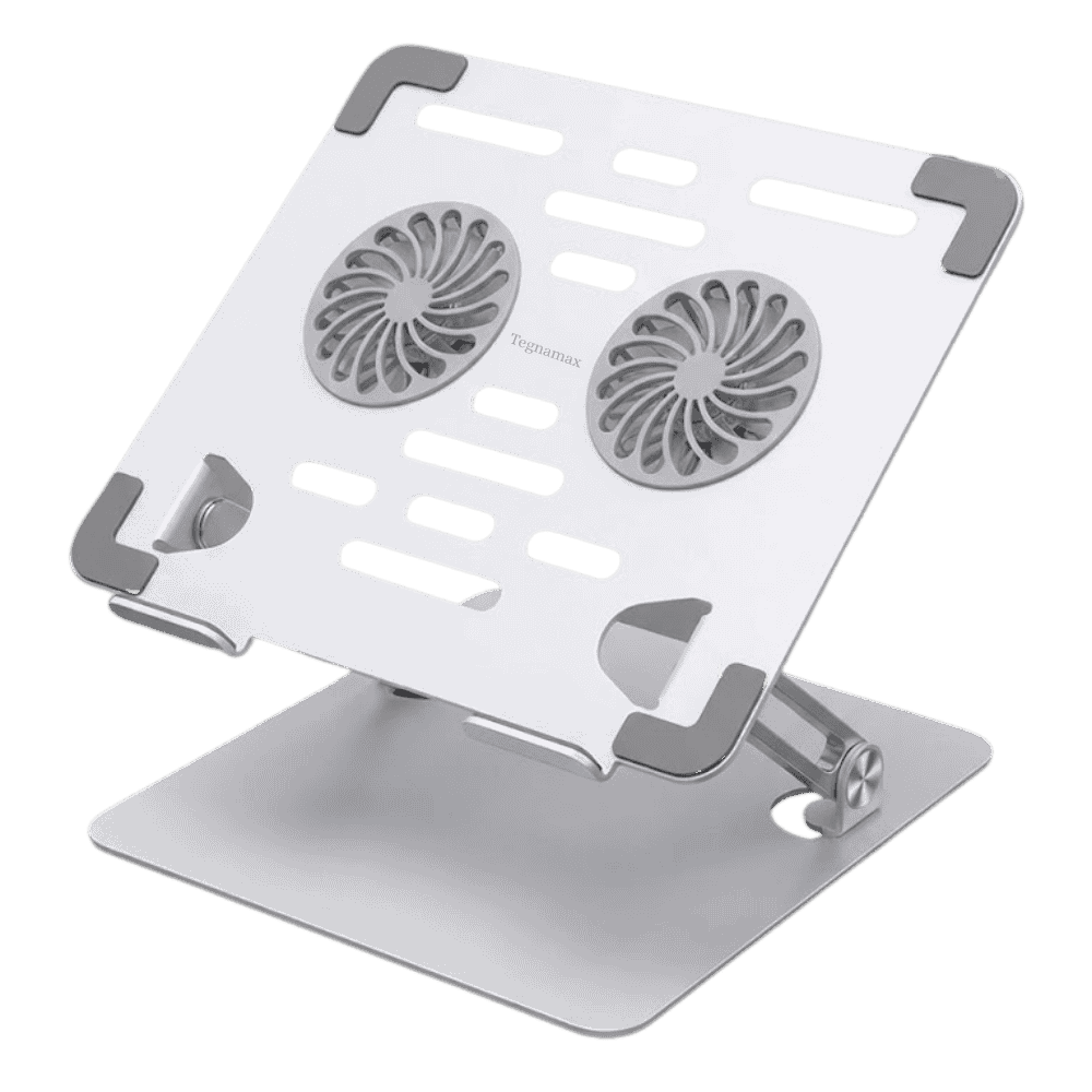 Base refrigerante laptop metalica con dos ventiladores encendidos