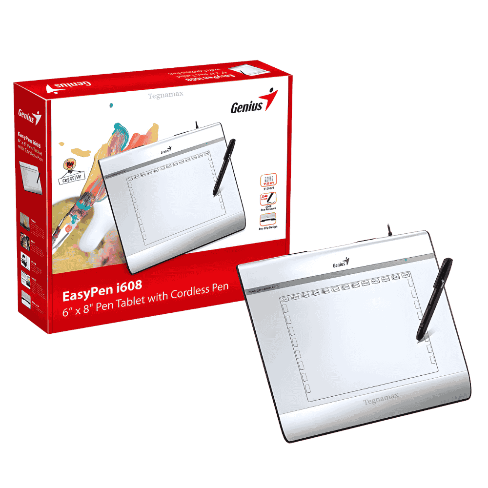 tableta digitalizadora genius easypen i608 con area de trabajo de 6 por 8 pulgadas