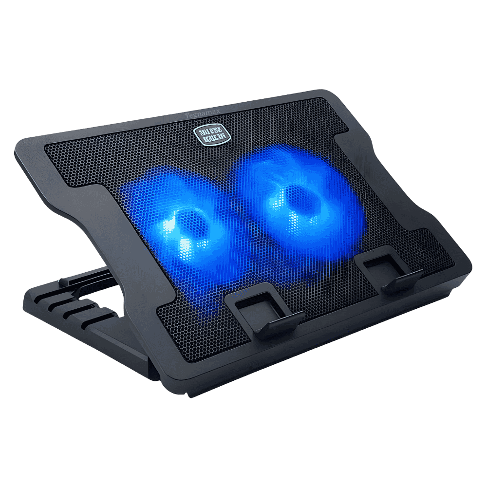 base enfriadora para laptop con 2 ventiladores y luz led azul soporta hasta 17 pulgadas