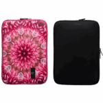 Vista frontal del estuche neopreno 14 pulgadas mostrando el bolsillo con cierre y diseño moderno.