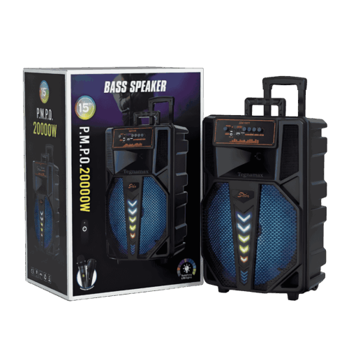 Parlante Amplificado 15 Pulgadas – 20000W Bluetooth con 2 Micrófonos (Inalámbrico + Cable)