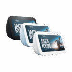 pantalla inteligente amazon echo show 5 color negro mostrando interfaz de reloj