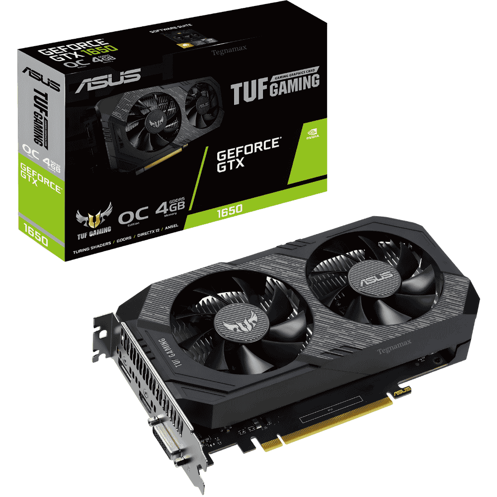 caja y tarjeta grafica asus tuf gaming geforce gtx 1650 oc edition gddr6
