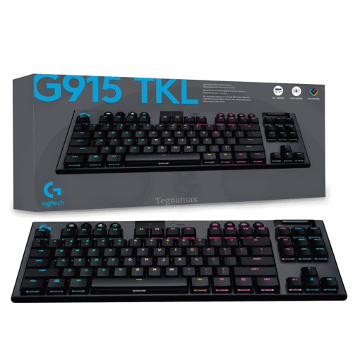 Teclado Logitech G915 TKL — inalámbrico, Bluetooth, USB y RGB (blanco/negro)