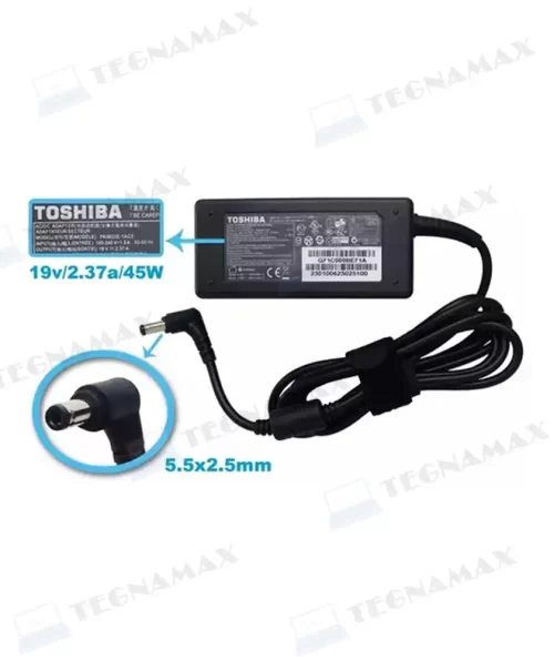 CARGADOR DE TOSHIBA PUNTA NEGRA / 19V/ 2.37A/ 45W
