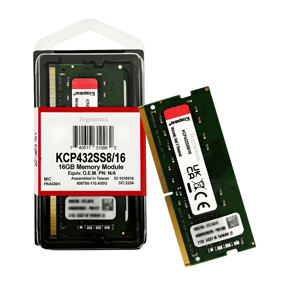 memoria ram sodimm kingston 16gb ddr4 3200mhz para laptop vista frontal