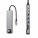 Hub usb c multipuerto 8 en 1 carcasa de aluminio gris