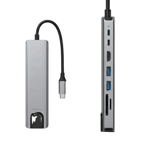 Hub Adaptador USB Tipo C 8 En 1 RJ45 HDMI Lector Tarjetas Multifunción