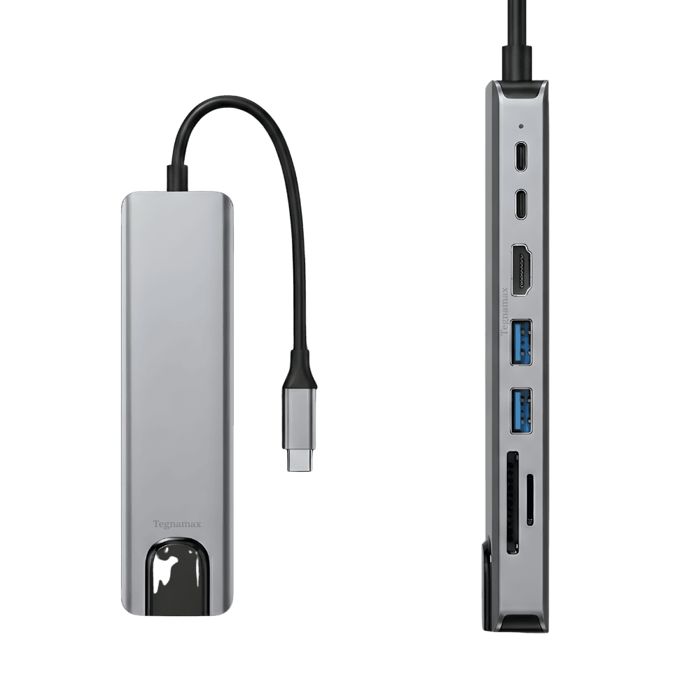 Hub usb c multipuerto 8 en 1 carcasa de aluminio gris