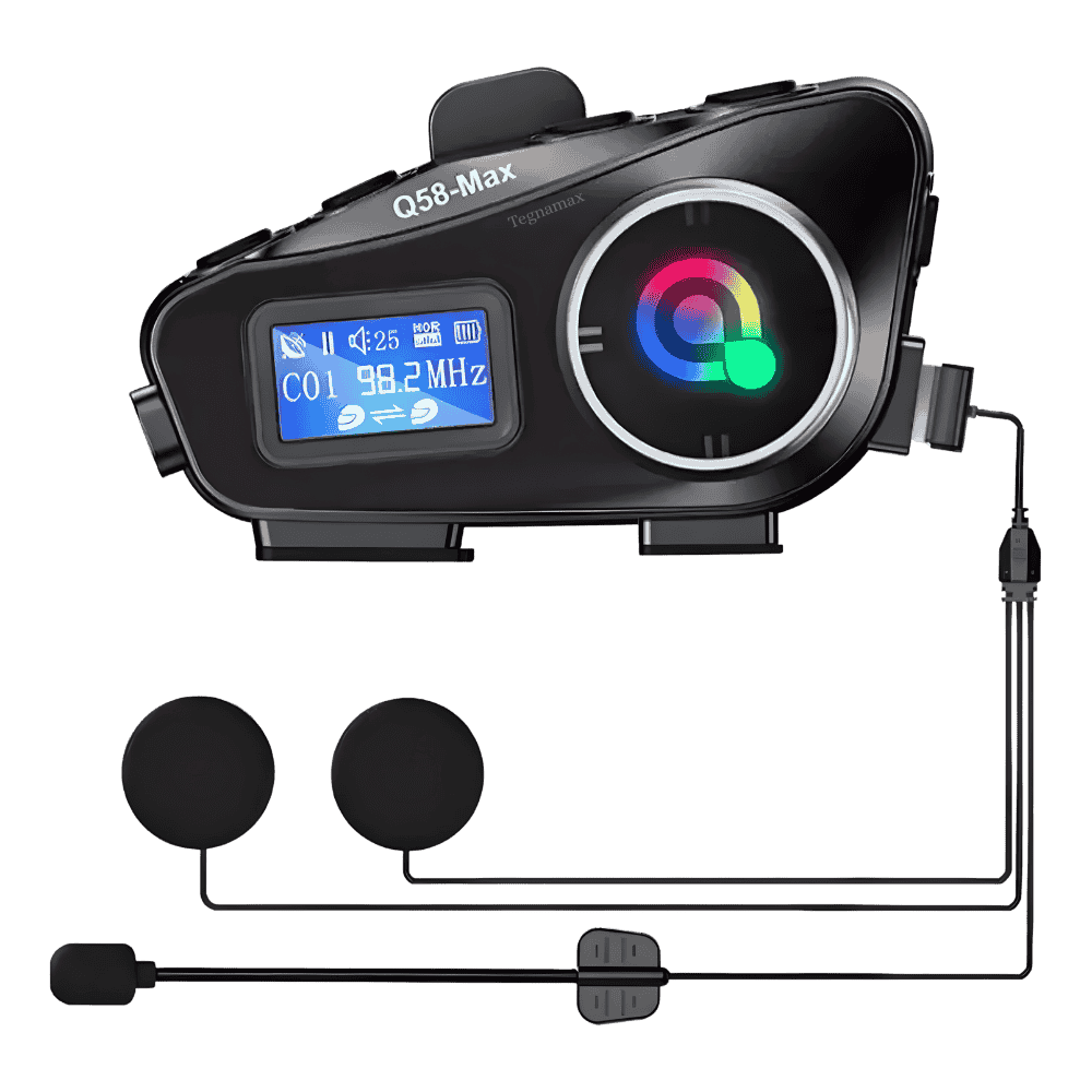 intercomunicador para casco de moto q58 max con radio fm y music sharing