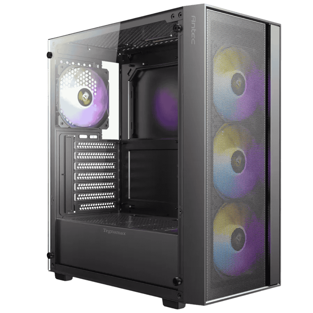 gabinete gamer antec ax65 mid tower con 4 ventiladores argb y vidrio templado