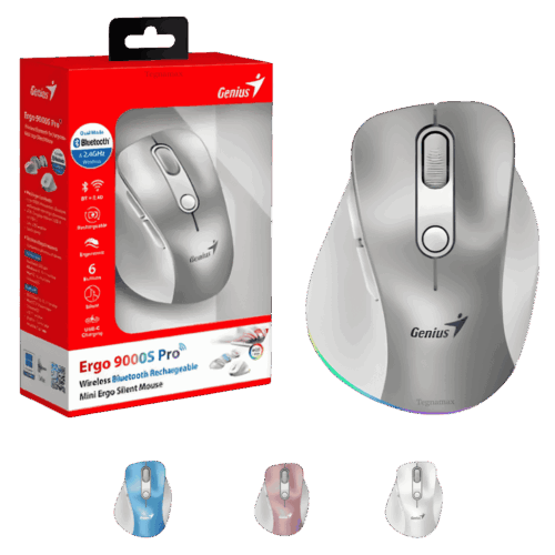 Mouse Inalámbrico Genius Ergo 9000S Pro (Recargable - Bluetooth/2.4GHz - RGB)