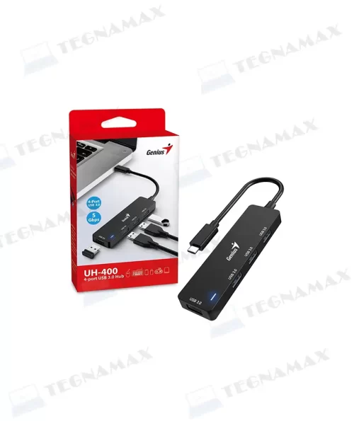 Hub USB-C Genius UH-400 – 4 Puertos USB-A 3.0 para Laptop y MacBook