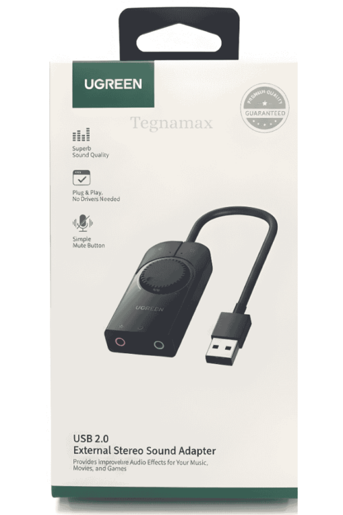 Adaptador de sonido UGREEN CM129 USB 2.0 con control de volumen y micrófono
