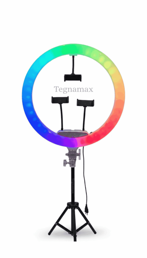 Aro de luz 18 pulgadas RGB con trípode y 3 soportes para smartphone