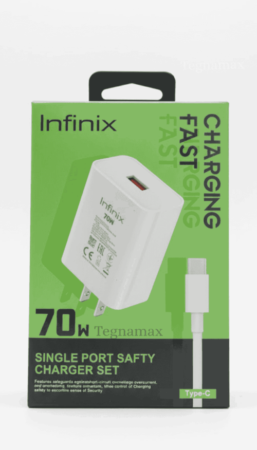 Cargador Infinix 70W de carga rápida con cable Type-C