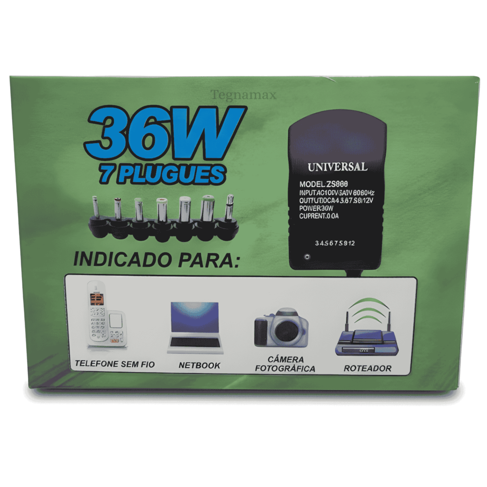 Fuente de alimentación universal 3–12V 3A (36W) con 6 adaptadores DC