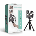 kit vlogger smartphone ay-49x con tripode luz led y microfono