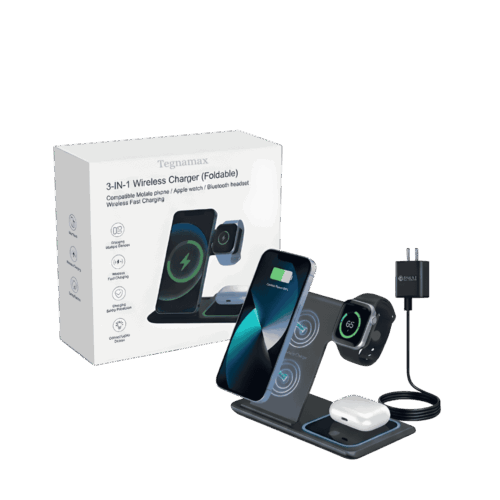 Cargador Inalámbrico 3 en 1 Plegable – Base de Carga Rápida para iPhone, Watch y AirPods