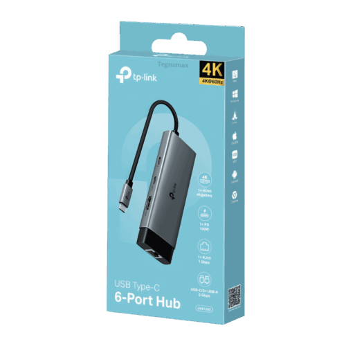 Hub USB-C 6 en 1 TP-Link UH6120 – HDMI 4K 60Hz Gigabit Ethernet PD 100W