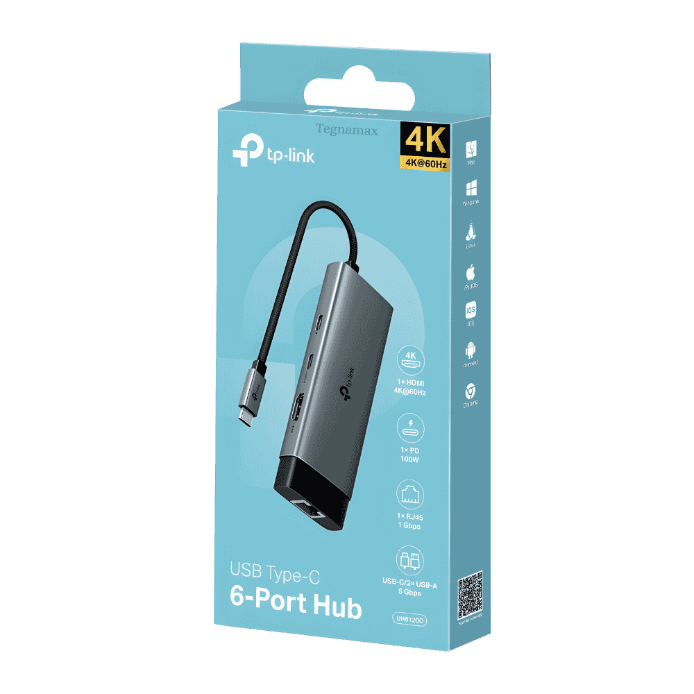 hub usb c tp-link uh6120 adaptador 6 en 1 con hdmi 4k 60hz