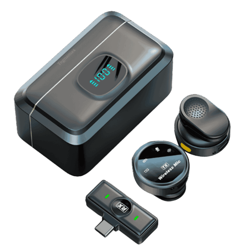 Micrófono Inalámbrico Doble Tipo C – Modelo Q8 con Estuche de Carga y Pantalla