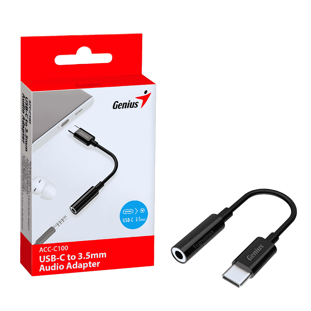 adaptador de audio genius conector usb tipo c macho a jack 3.5mm hembra