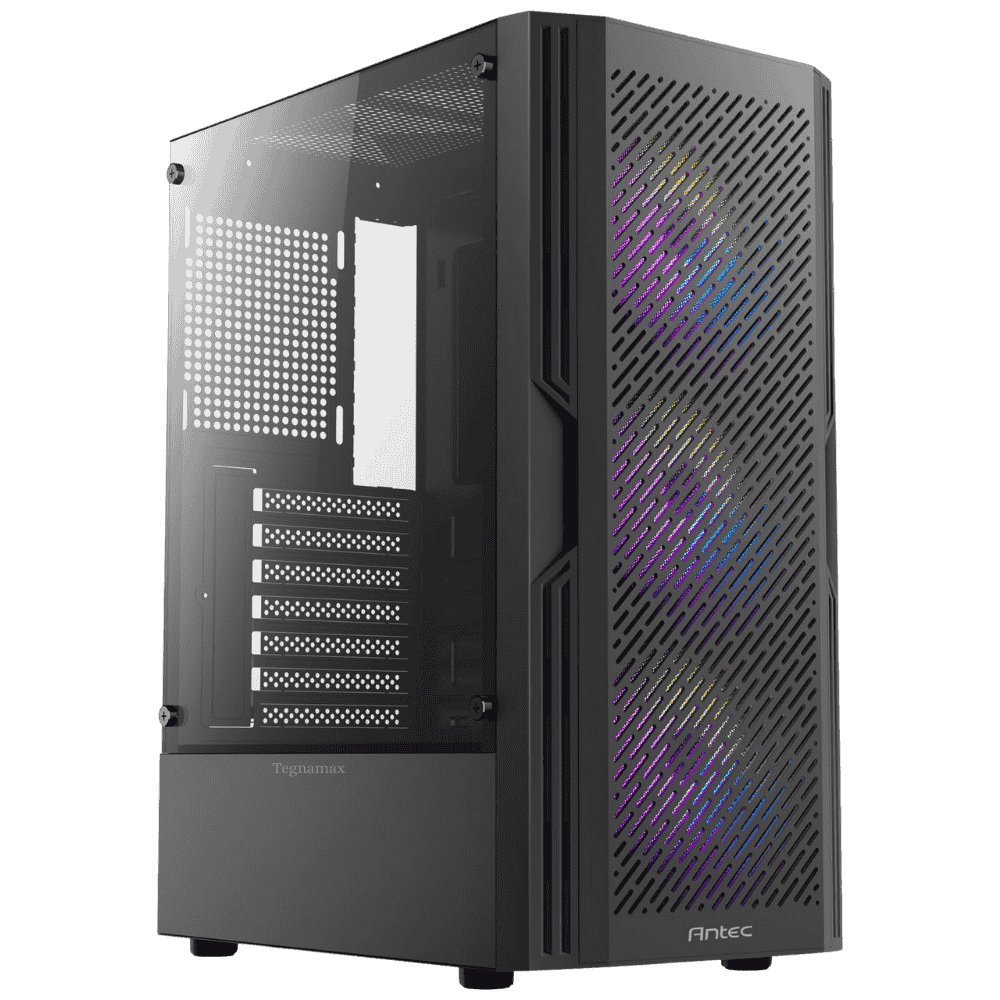 gabinete gamer antec ax20 con 5 ventiladores rgb fijos incluidos y vidrio templado