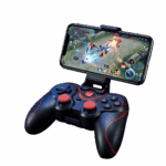 palanca de juegos x3 bluetooth con soporte para celular android color negro con rojo