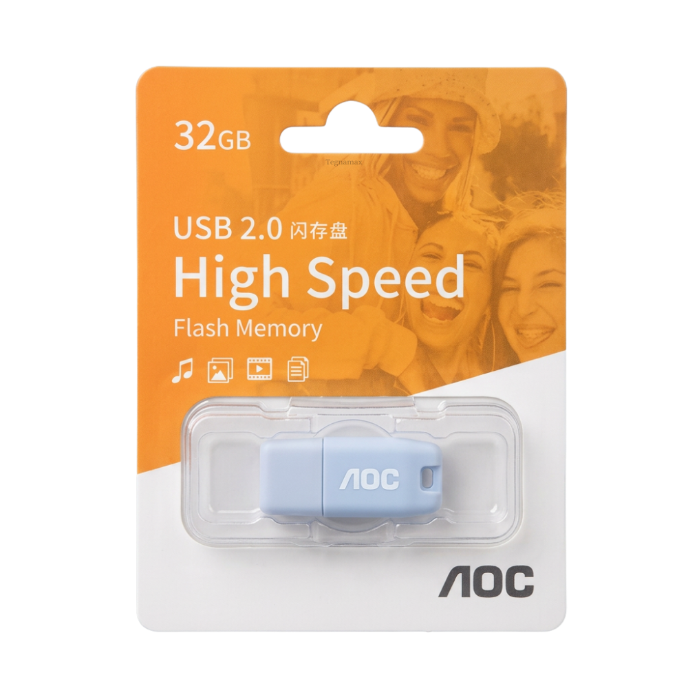 Memoria flash aoc de 32gb con conexion usb 2.0 vista frontal