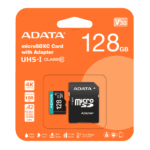 Tarjeta de memoria micro sd adata premier pro de 128gb clase v30 con adaptador negro