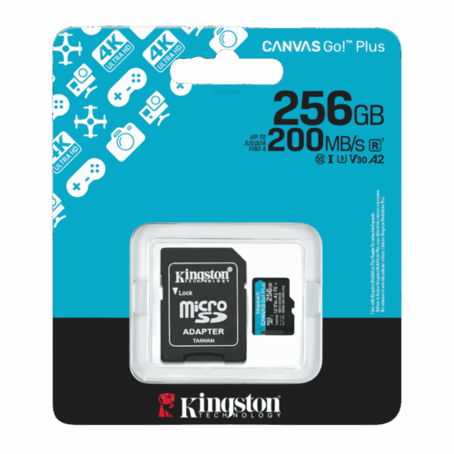 Tarjeta De Memoria Micro SD Kingston 256GB V30 A2 UHS-I U3 Con Adaptador