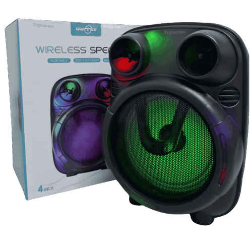 Parlante Bluetooth Portátil GTS-1922 – Bocina de 4 Pulgadas con Luces LED y Radio FM