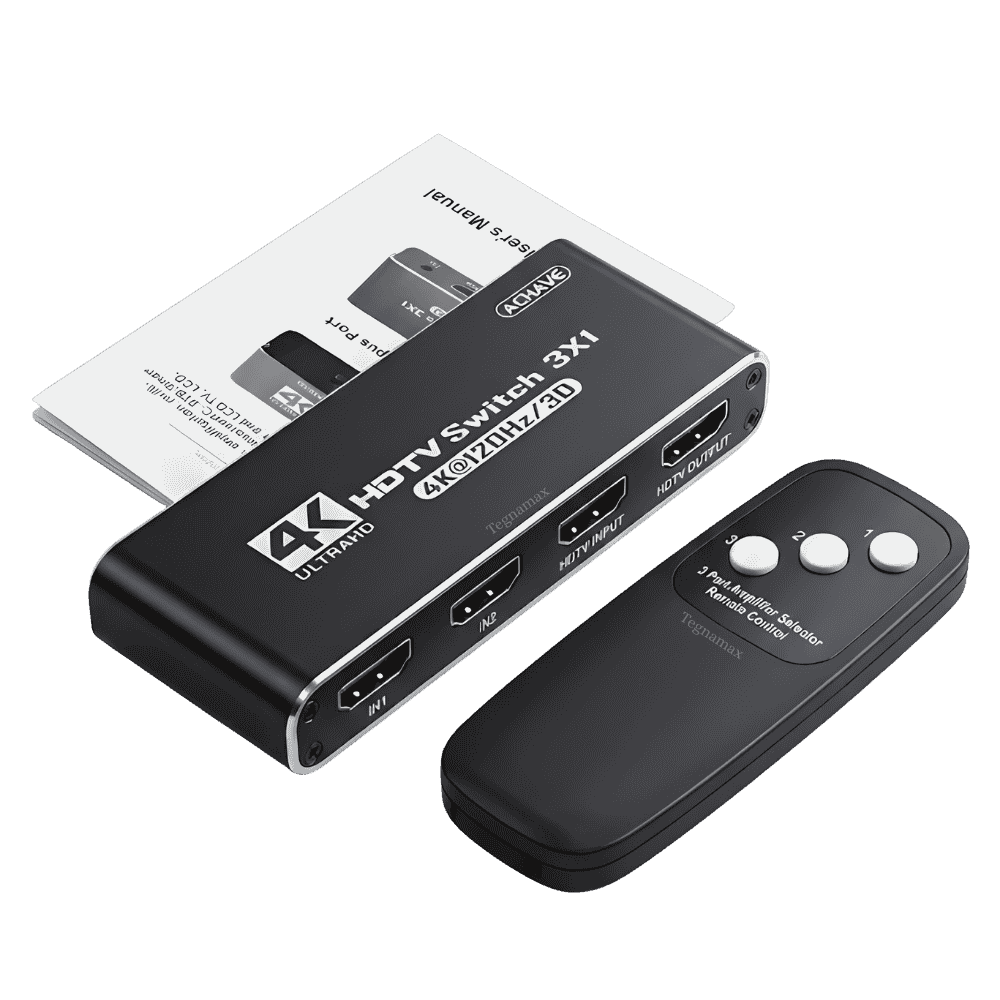 dispositivo selector hdmi de 3 puertos con control remoto para tv