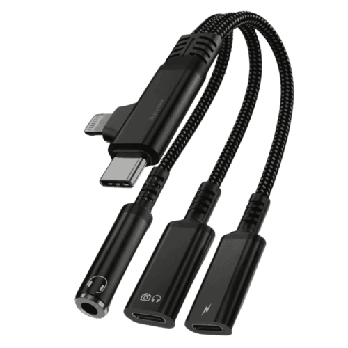 Adaptador De Audio 3 En 1 Tipo C Y Lightning A Jack 3.5mm