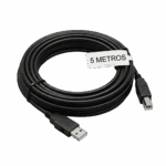 Cable usb impresora de 5 metros enrollado color negro